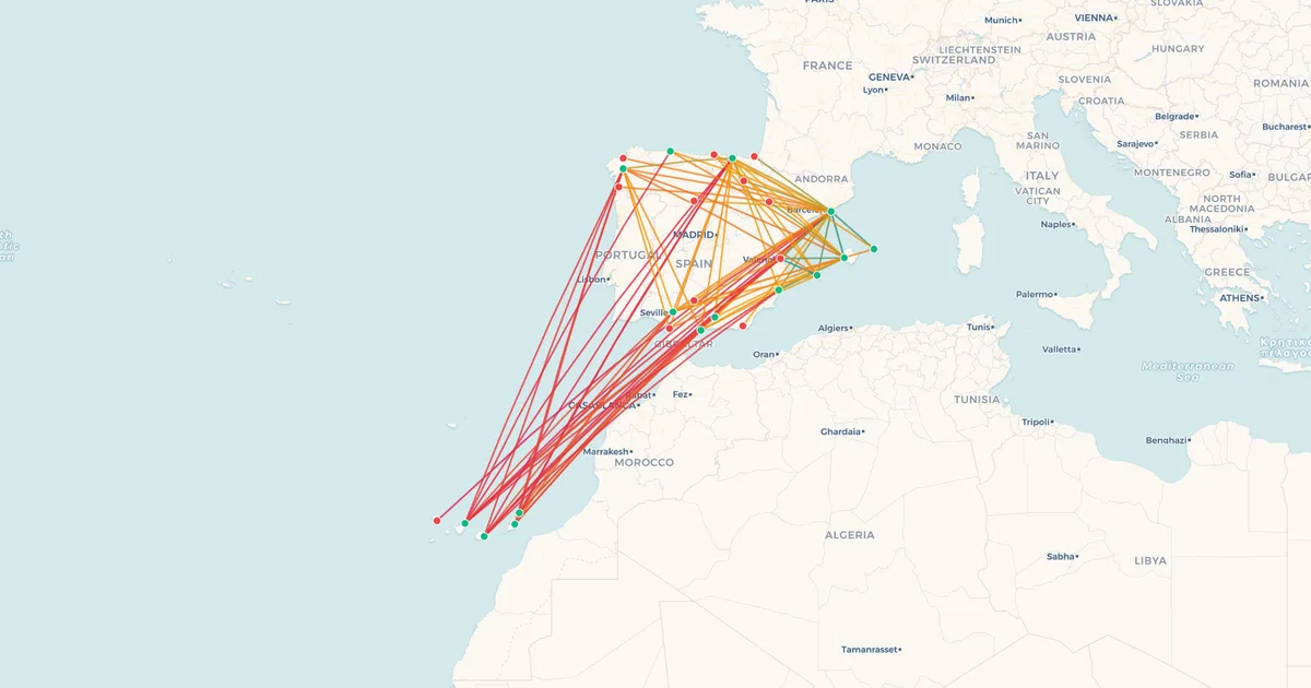 Vueling's domestic routes on a map Vueling's domestic routes on a map