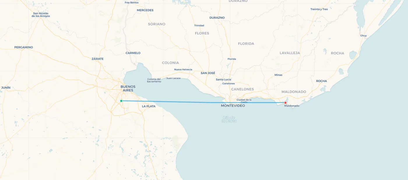 Aerolíneas Argentinas Buenos Aires to Punta del Este route map