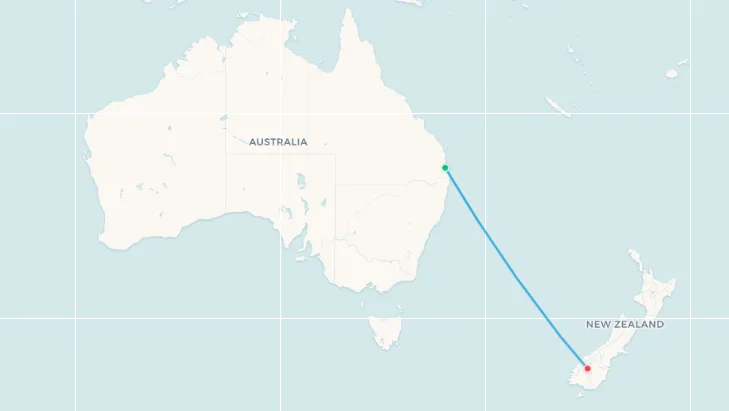 Brisbane to Queenstown route map