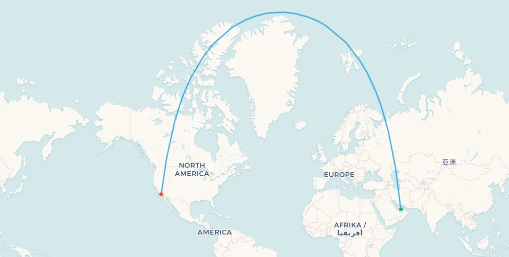 Ruta discontinuada de Etihad: Abu Dabi a Los Ángeles