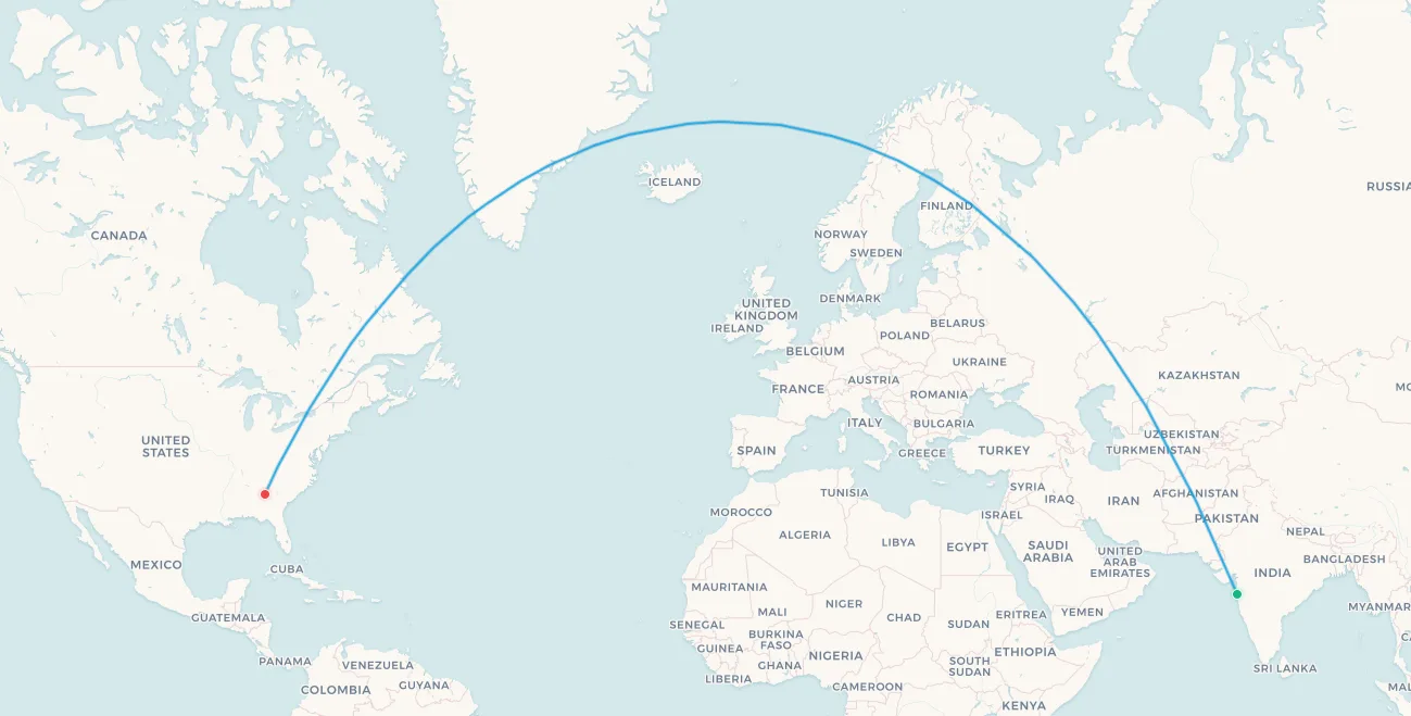 Ruta discontinuada de Air India: Mumbai a Atlanta