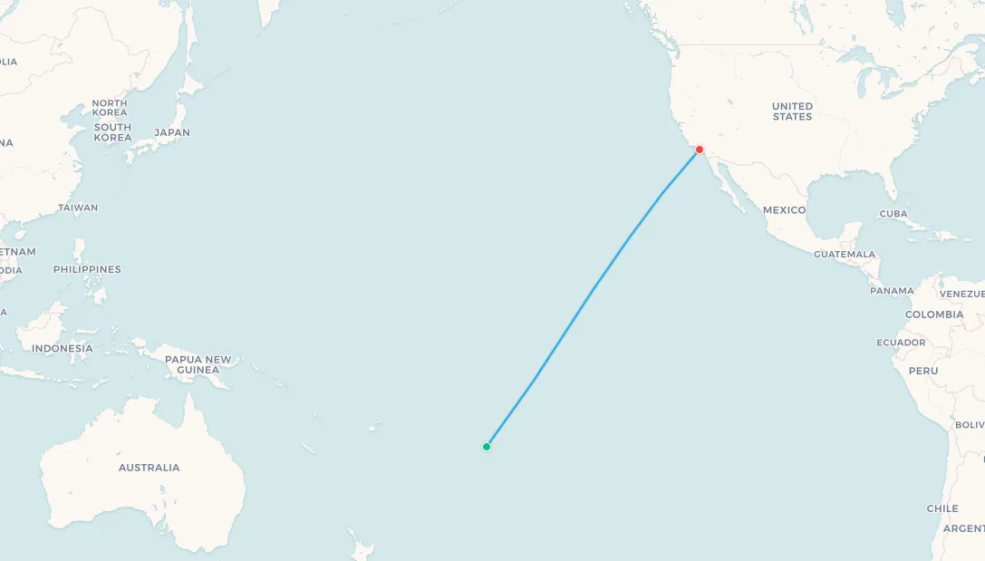 Ruta discontinuada de Air New Zealand: Rarotonga a Los Ángeles