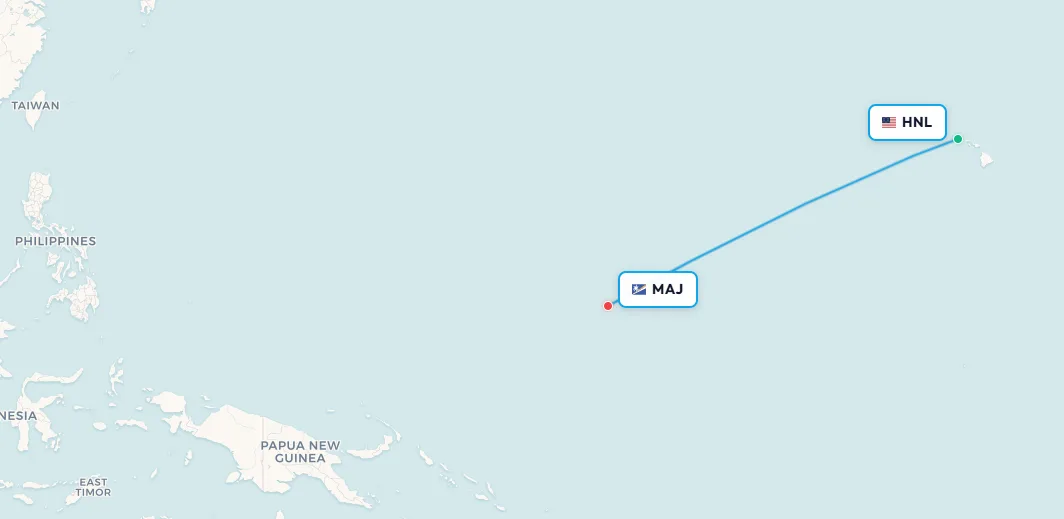 Honolulu to Majuro route map