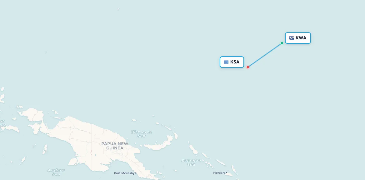 Kwajalein to Kosrae route map