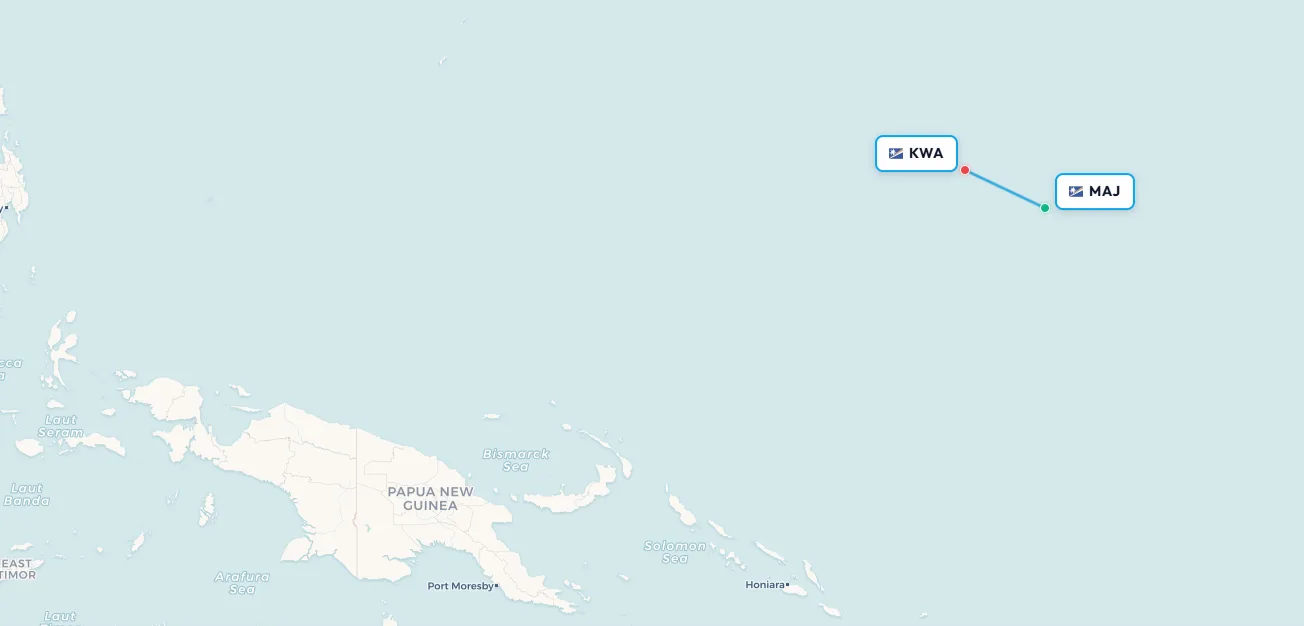 Majuro to Kwajalein route map