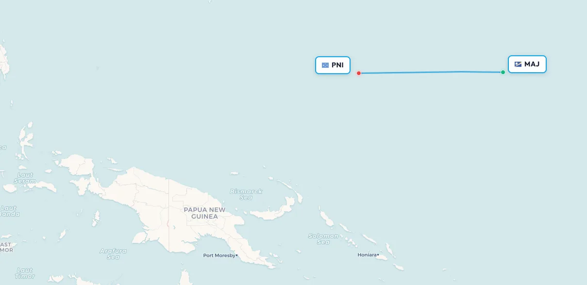 Majuro to Pohnpei route map