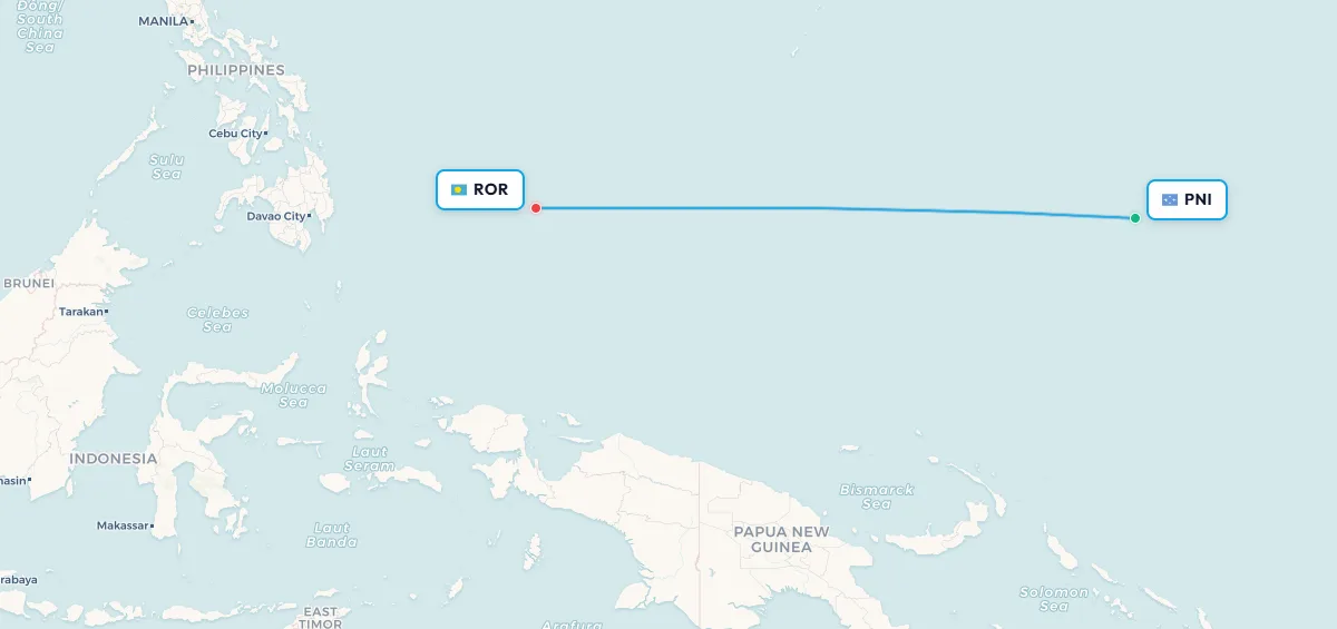 Pohnpei to Palau route map