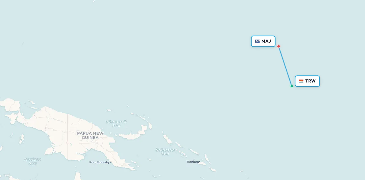 Tarawa to Majuro route map