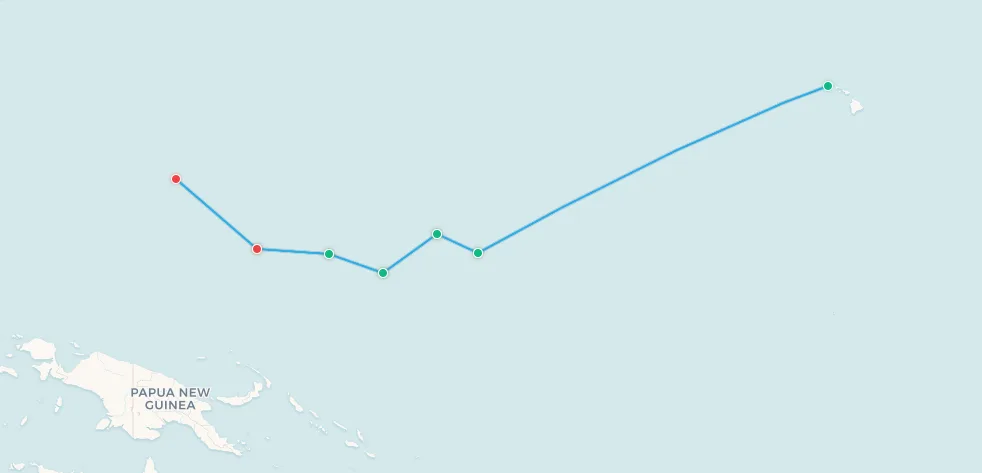 Complete United Airlines Island Hopper route from Honolulu to Guam