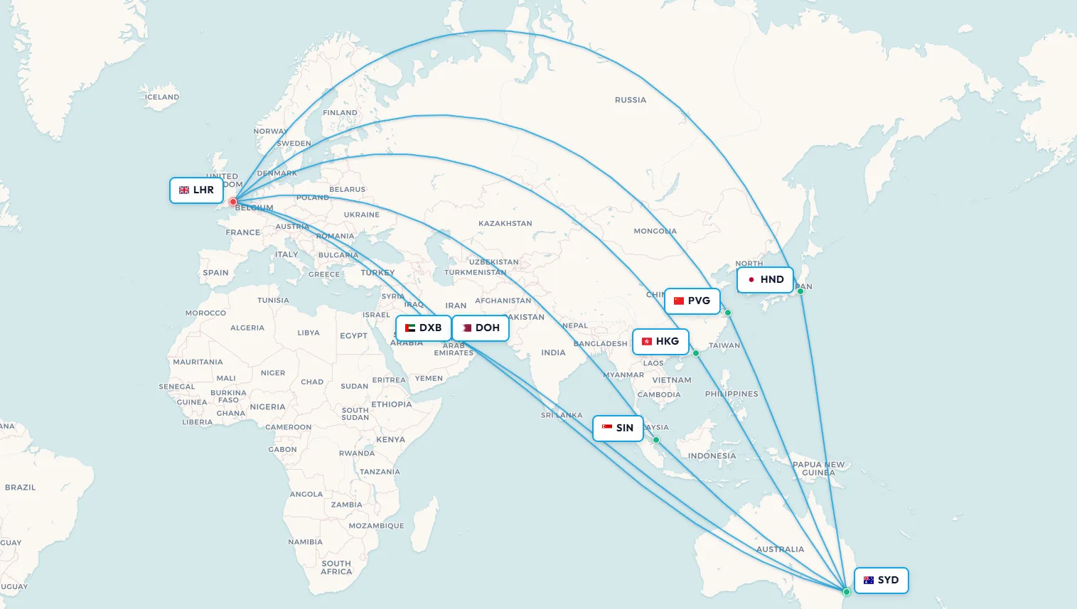 Sydney to London: current multi-stopover routing versus Project Sunrise nonstop